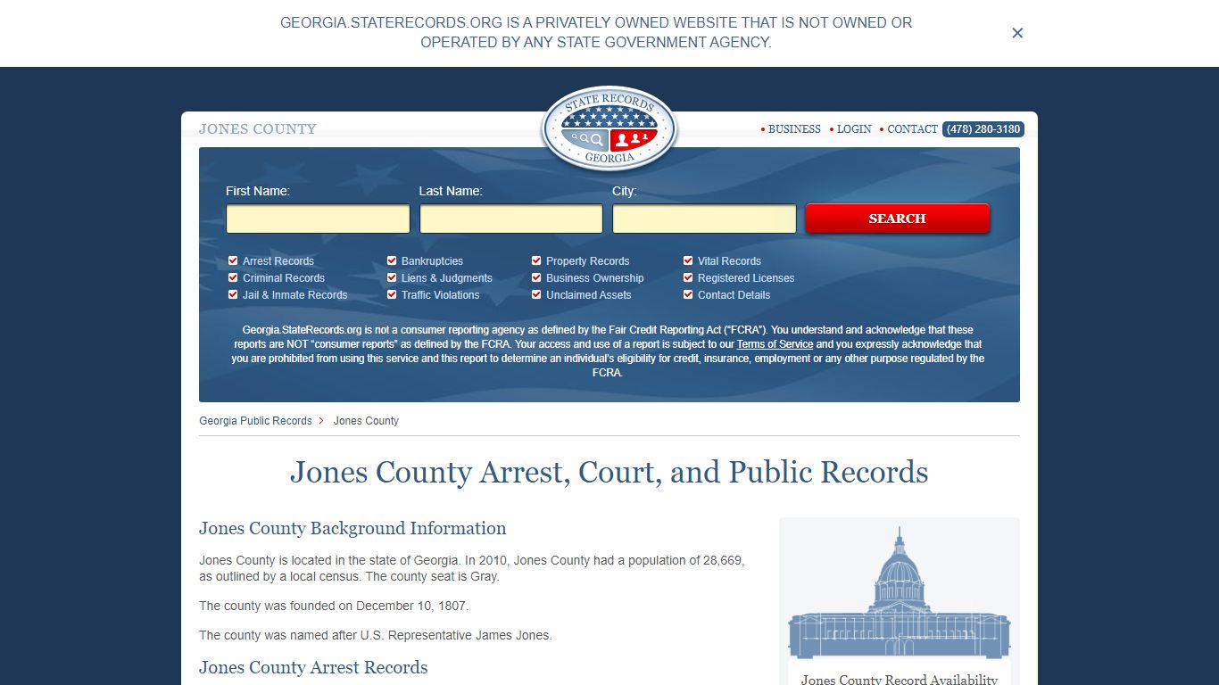 Jones County Arrest, Court, and Public Records